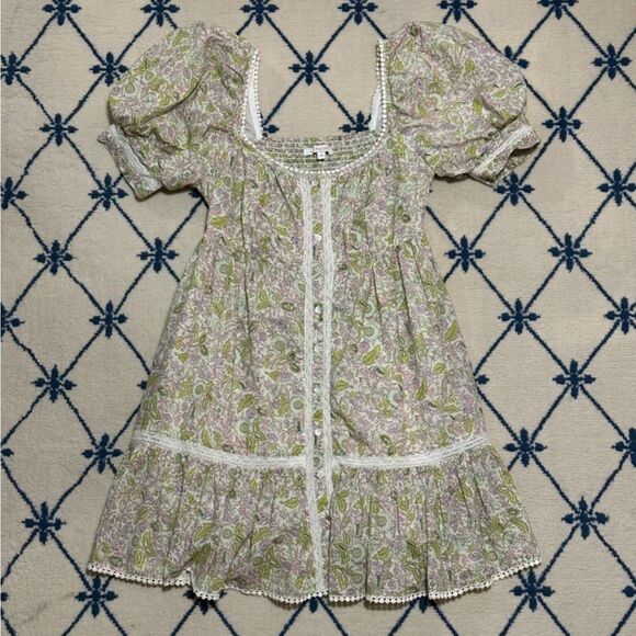 Anthropologie Dresses & Skirts - Anthropologie Love The Label Square Neck Puff Sleeve Mini Dress - Josepha Green